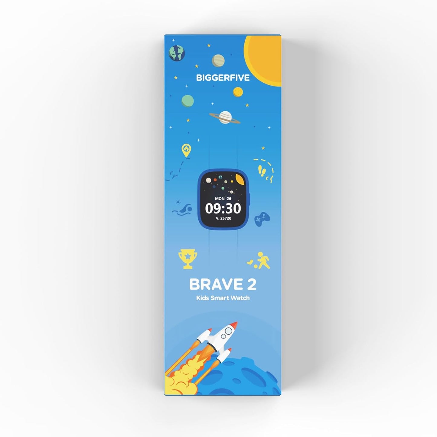 BIGGERFIVE Smart Watch for Kids No APP No Phone Needed, 1.8" Fitness Tracker Watch Pedometer, Heart Rate, Sleep Monitor, IP68 Waterproof, Step Counter, Puzzle Games for Girls Boys Teens 5-16, Blue