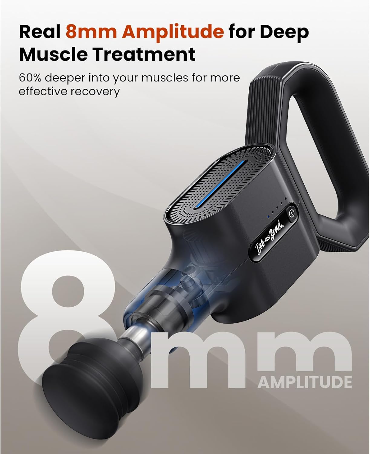 BOB AND BRAD 2-in-1 Massage Gun & Muscle Massage Belt for Muscle Relaxation, Pain Relief, FSA HSA Eligible, Dual-Purpose Deep Tissue sWave Massager Gun with Strap for Athletes, Therapists & Everyone