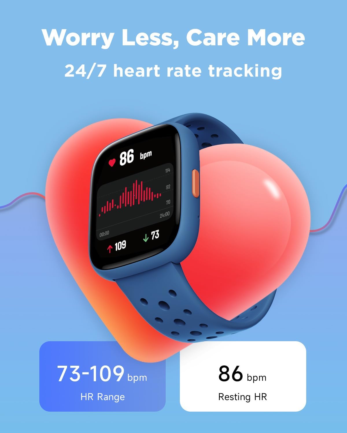 BIGGERFIVE Smart Watch for Kids No APP No Phone Needed, 1.8" Fitness Tracker Watch Pedometer, Heart Rate, Sleep Monitor, IP68 Waterproof, Step Counter, Puzzle Games for Girls Boys Teens 5-16, Blue