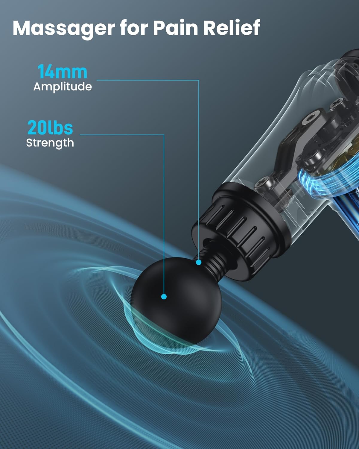 AYURA Massage Gun, Deep Tissue Percussion Muscle Massager Gun, Handheld Back Massager for Pain Relief, Electric Massager with 30 Speeds and 6 Heads for Athletes Men Women