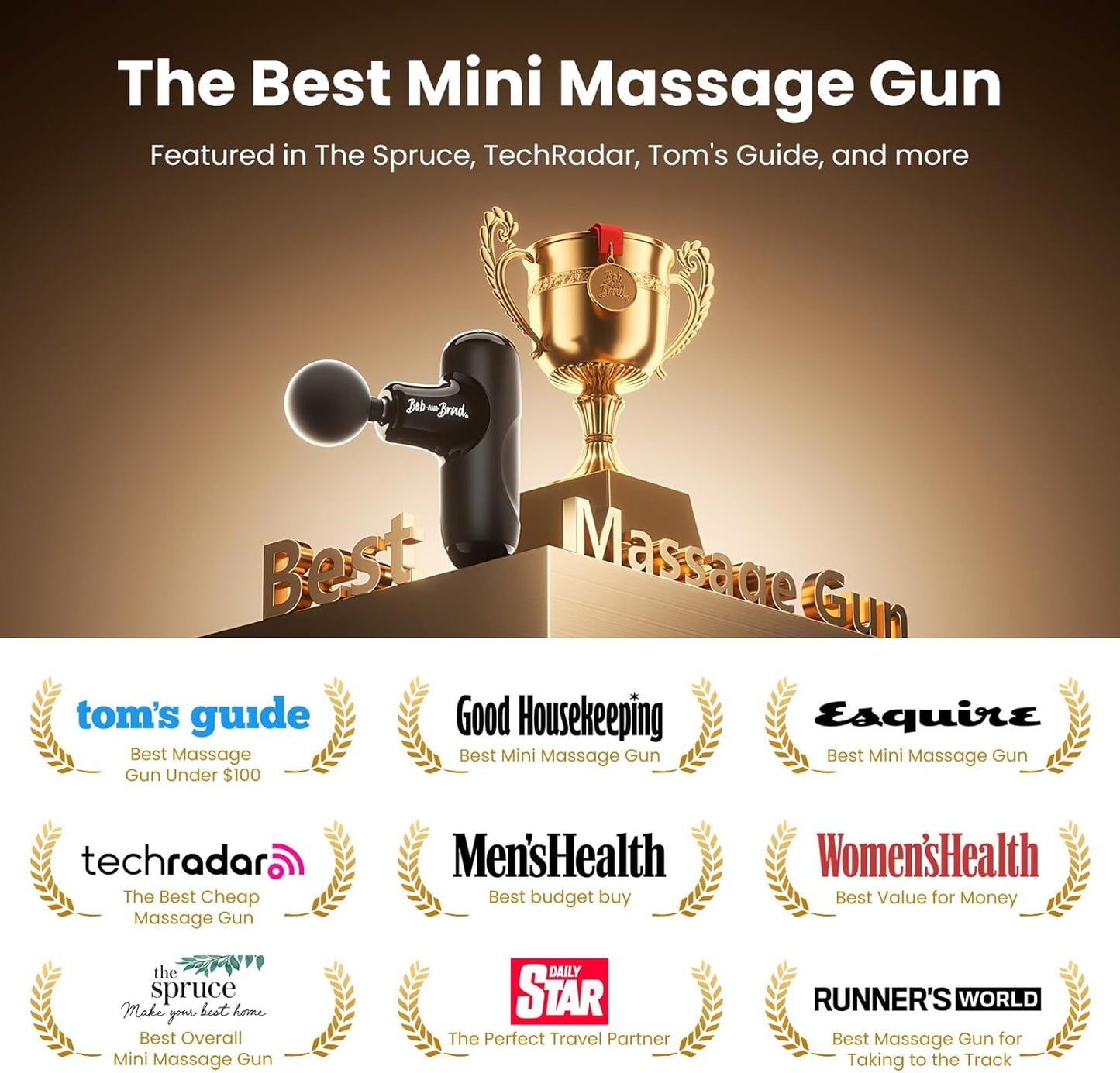 BOB AND BRAD Q2 Mini Massage Gun, Pocket-Sized Deep Tissue Massager Gun, Portable Percussion Muscle Massager Gun, Ultra Small & Quiet Muscle Massage Gun with Carry Case, FSA and HSA Eligible -Black