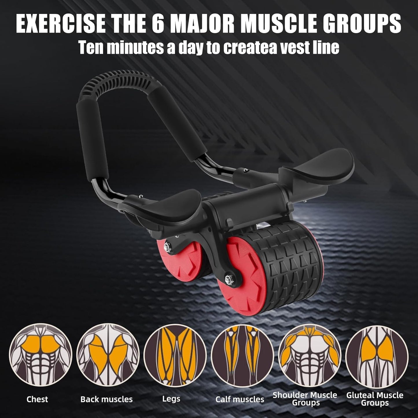 Uota Elbow Support Automatic Rebound Abdominal Wheel,Ab Roller for Abdominal Exercise Machine,Abs Workout Equipment,Dolly Core Strengthening Trainer Fitness Belly Training