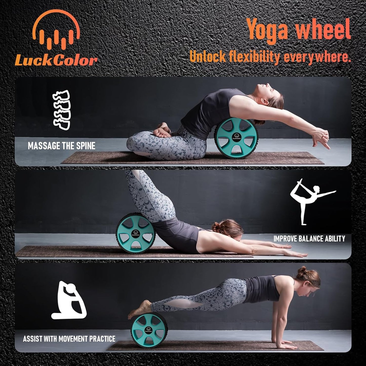 Back Roller, Back Wheel Targeted Back Pain Relief, Yoga Wheel Muscle Massage, Foam Roller for Trigger Point Therapy Physical, Stretching & Exercise, 880lbs Capacity, 10 Inch