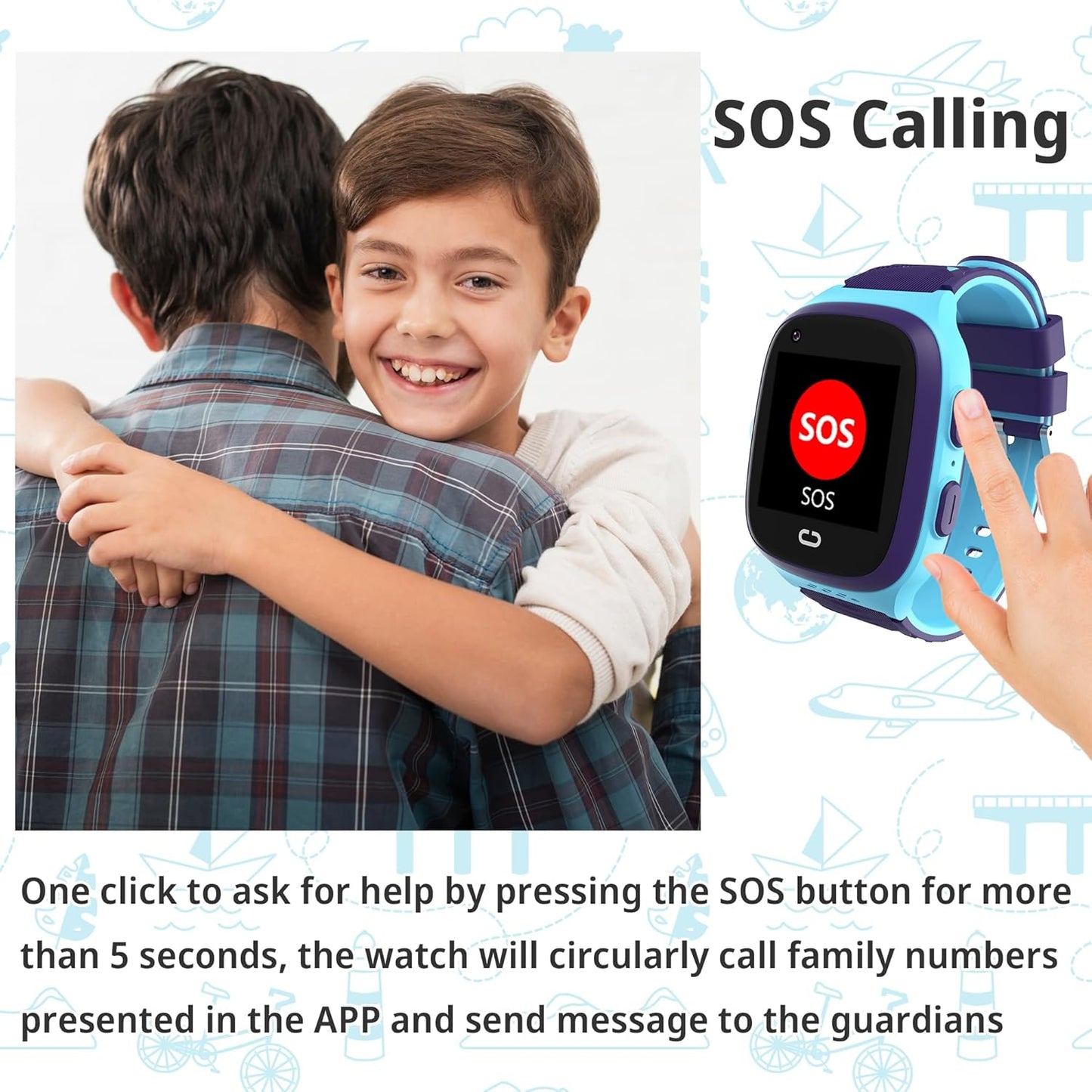 4G Kids Smart Watch Boys with GPS Tracker Location Video Call Cell Phone SOS Calling Voice Chat Camera Alarm Clock for Ages 5-12 Kids (Blue)