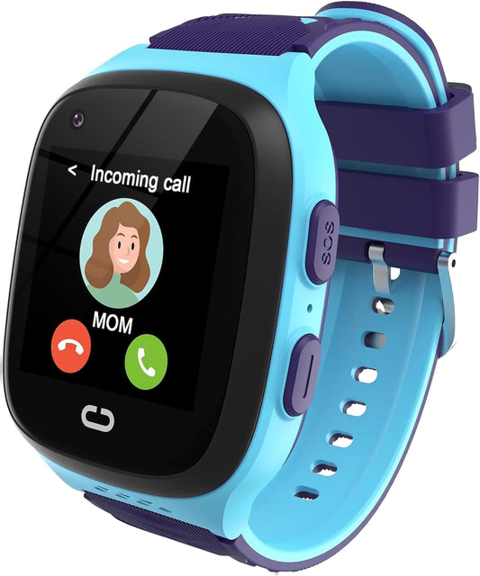 4G Kids Smart Watch Boys with GPS Tracker Location Video Call Cell Phone SOS Calling Voice Chat Camera Alarm Clock for Ages 5-12 Kids (Blue)