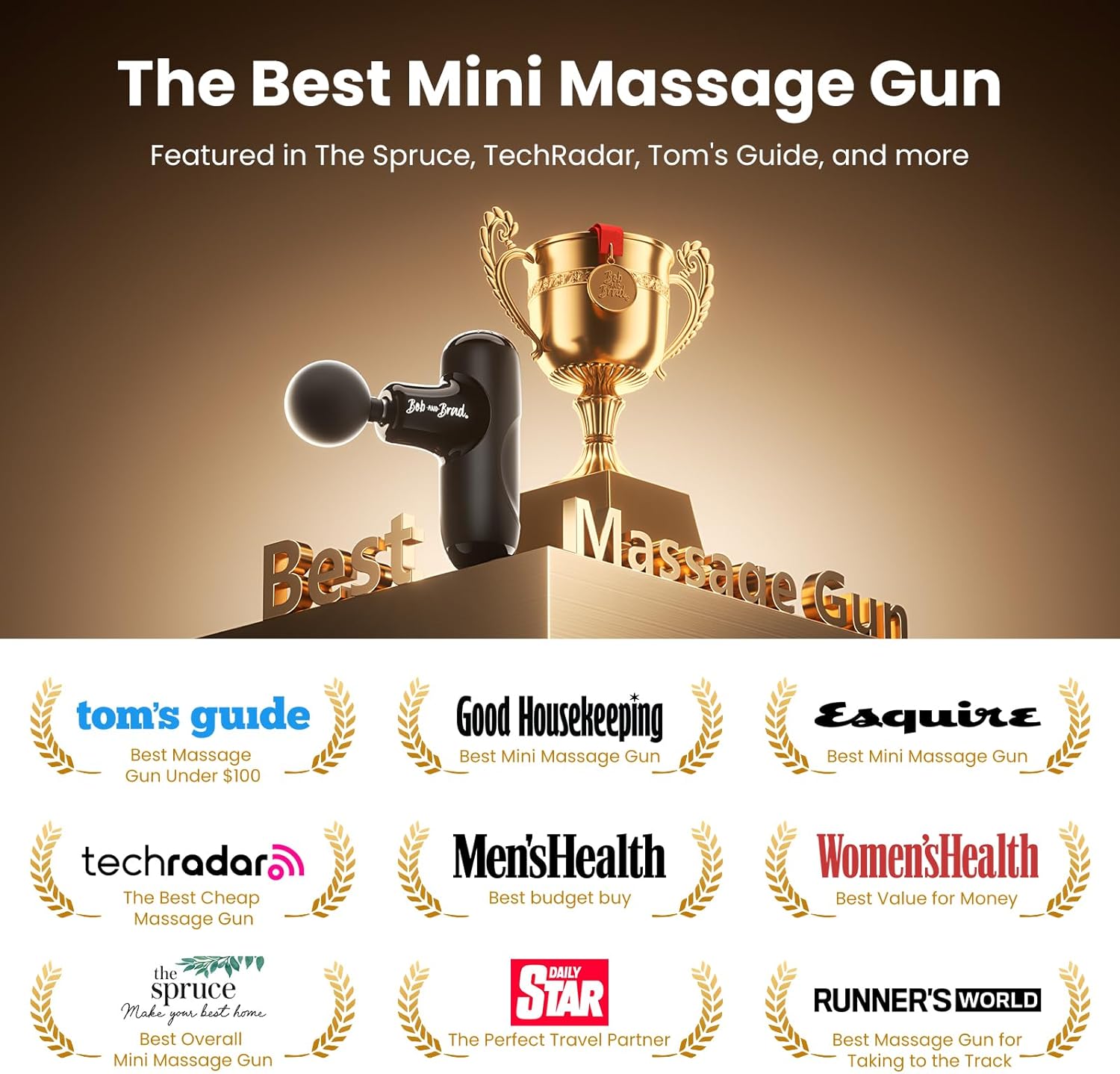 BOB AND BRAD Q2 Mini Massage Gun, Pocket-Sized Deep Tissue Massager Gun, Portable Percussion Muscle Massager Gun, Ultra Small & Quiet Muscle Massage Gun with Carry Case, FSA and HSA Eligible -Black