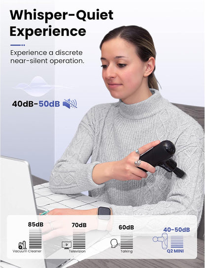 BOB AND BRAD Q2 Mini Massage Gun, Pocket-Sized Deep Tissue Massager Gun, Portable Percussion Muscle Massager Gun, Ultra Small & Quiet Muscle Massage Gun with Carry Case, FSA and HSA Eligible -Black